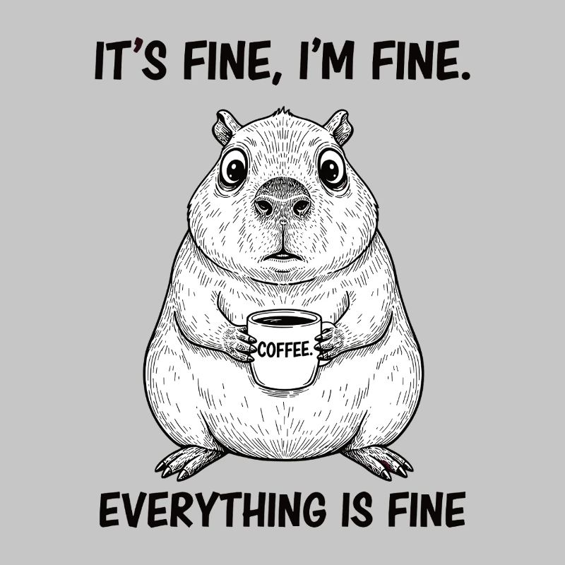 Its Fine Im Fine Coffee Capybara Humor