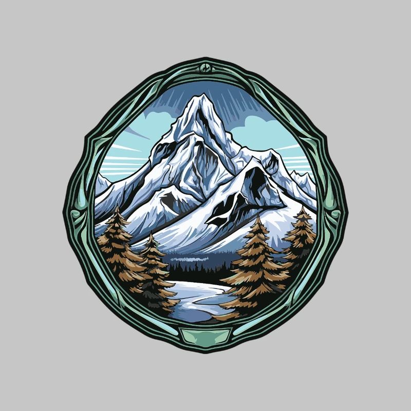 Mountain peaks in a forest frame