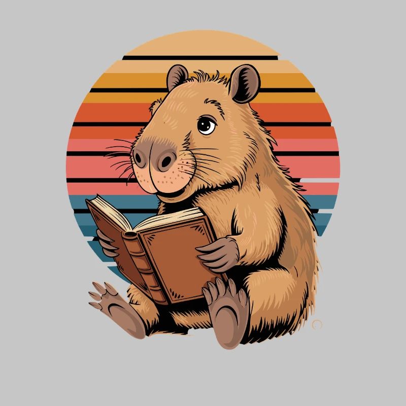 Reading Capybara Retro Sunset for