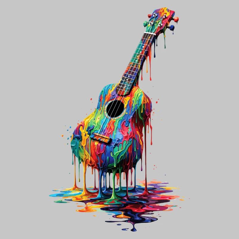 Ukulélé avec de la peinture qui goutte