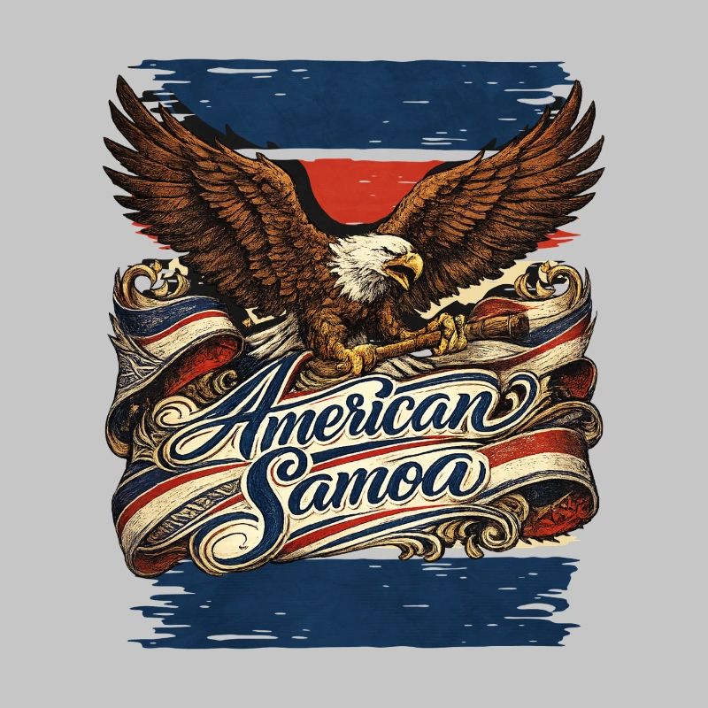 Eagle over flag ribbon American Samoa