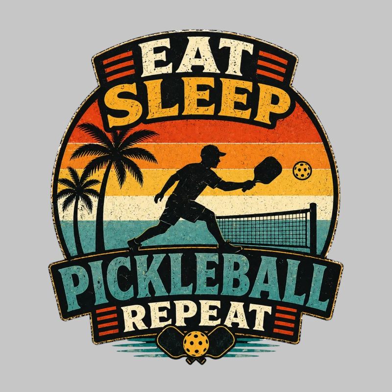 Devise rétro du pickleball : Manger, dormir, répéter