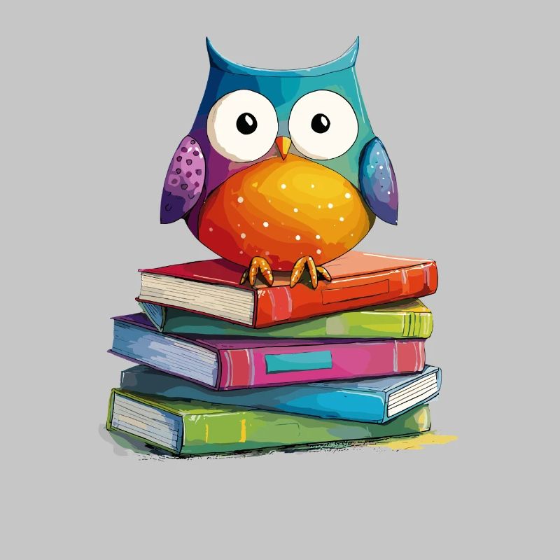 Bücherstapel Eule