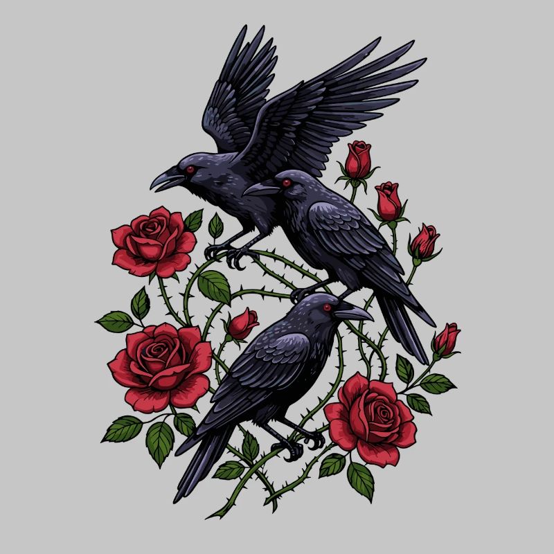 Crows and Red Roses - Gothic Aesthetic