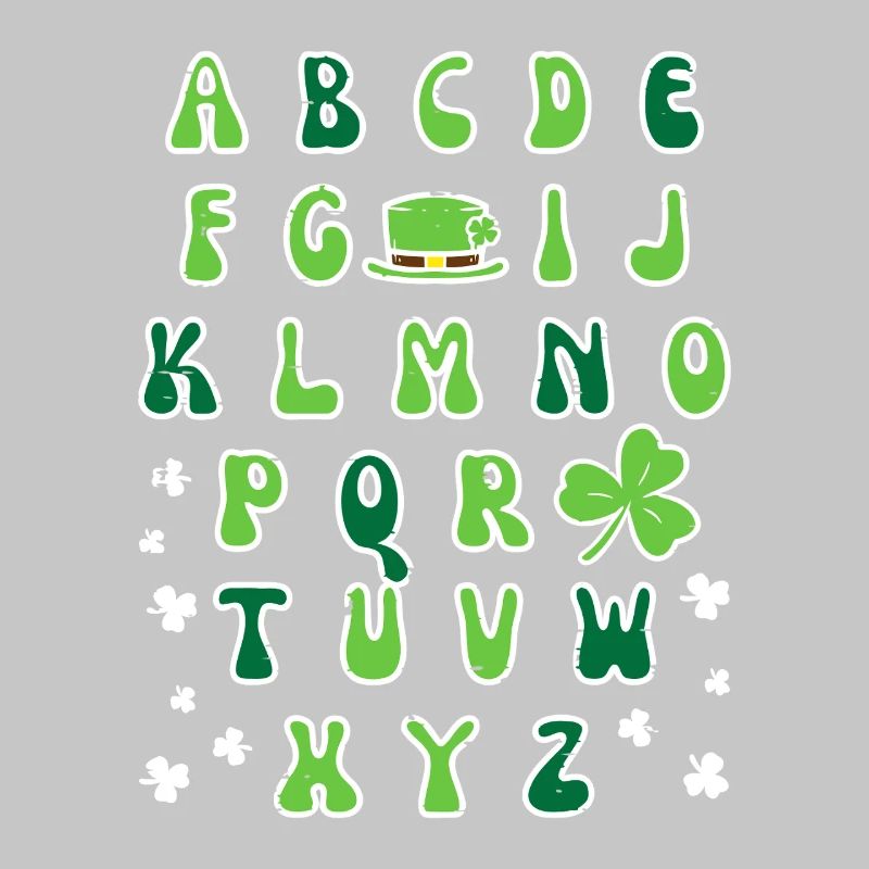 Irisches Alphabet-Kleeblatt-Design