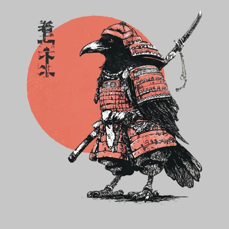 Samouraï Corbeau en Armure Coucher de soleil