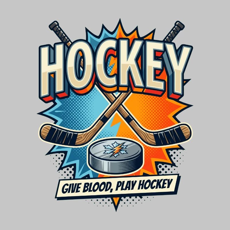 Retro Eishockey Schläger Puck Comic