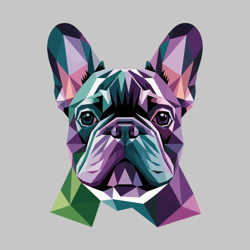 Bouledogue Français Low Poly Coloré Moderne