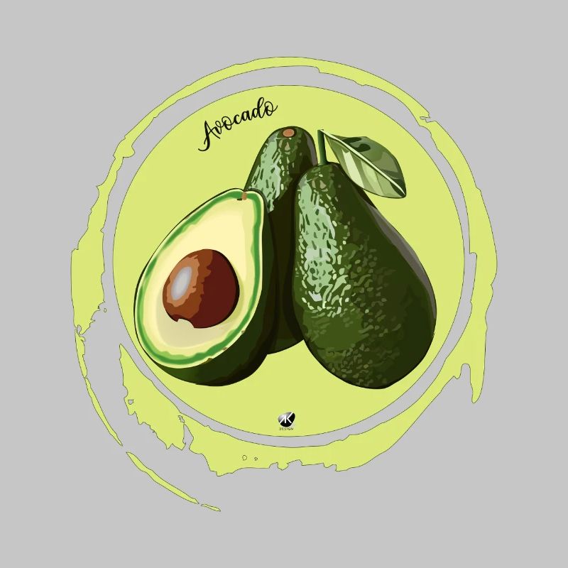 Avocado illustration in a circle