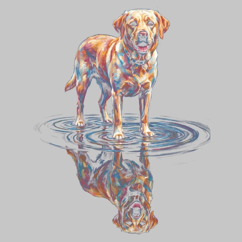 Labrador Retriever with Water Reflection