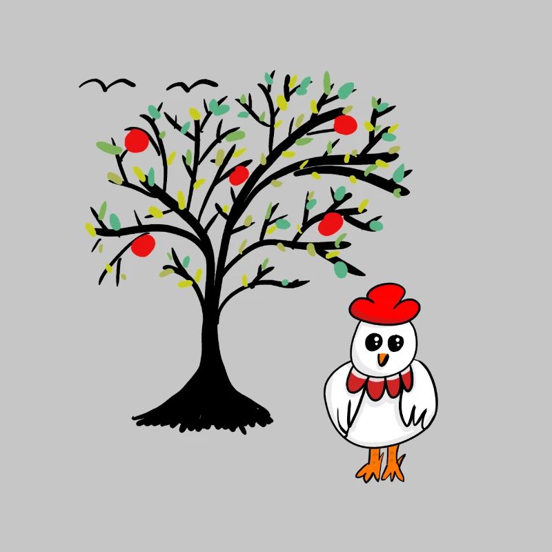 Apple Tree Chicken Hen Chickens Tree