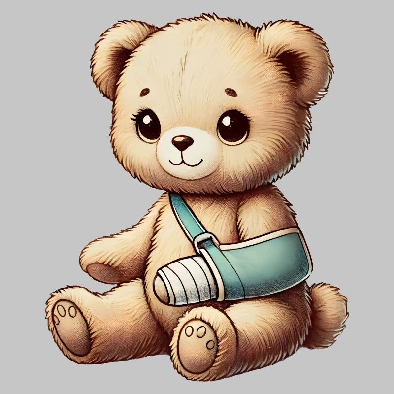 Teddy bringt Trost - Kuscheltier mit Gipsarm