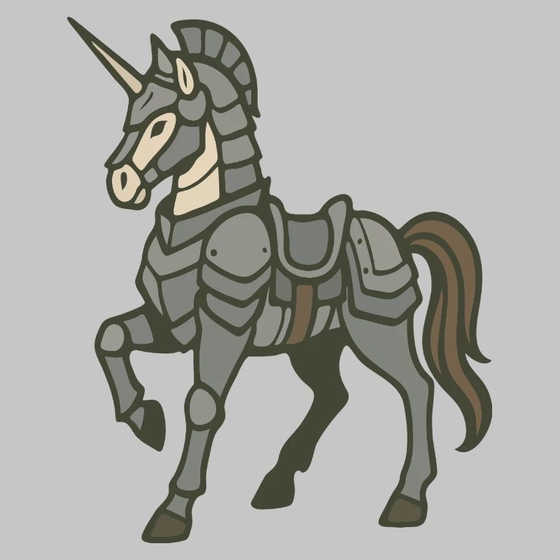 Fantasy-Design schwer gepanzerter Einhornritter