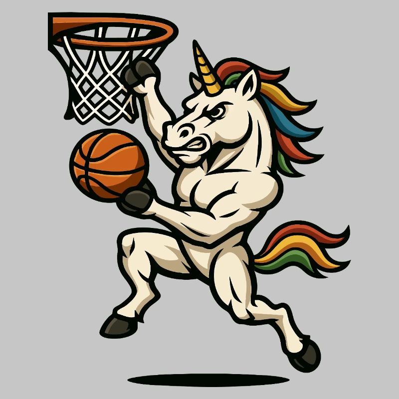 Regenbogen-Einhorn-Slam Dunk