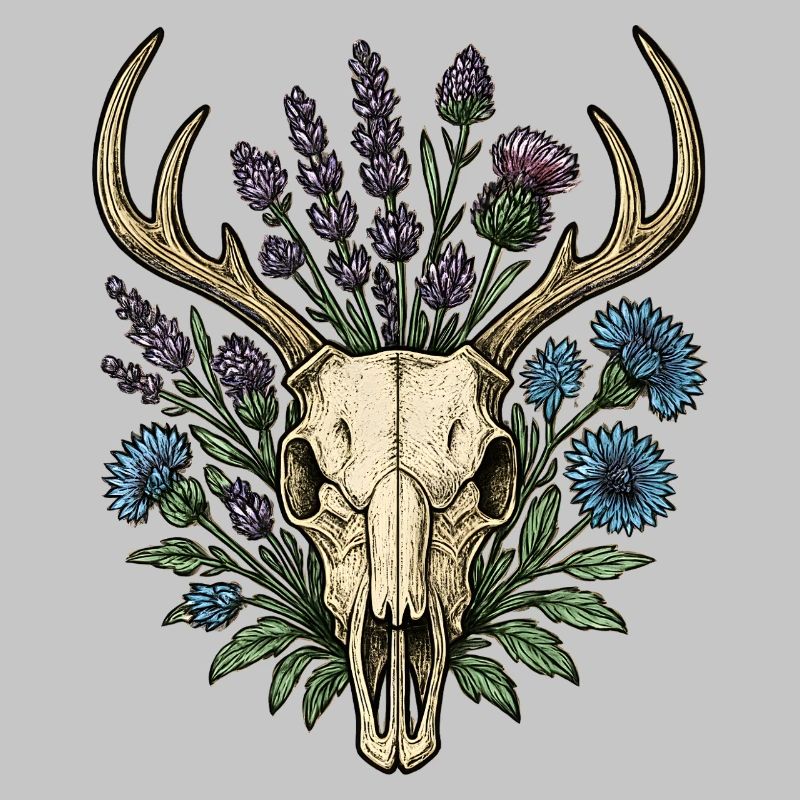 Deer bones with flower wreath