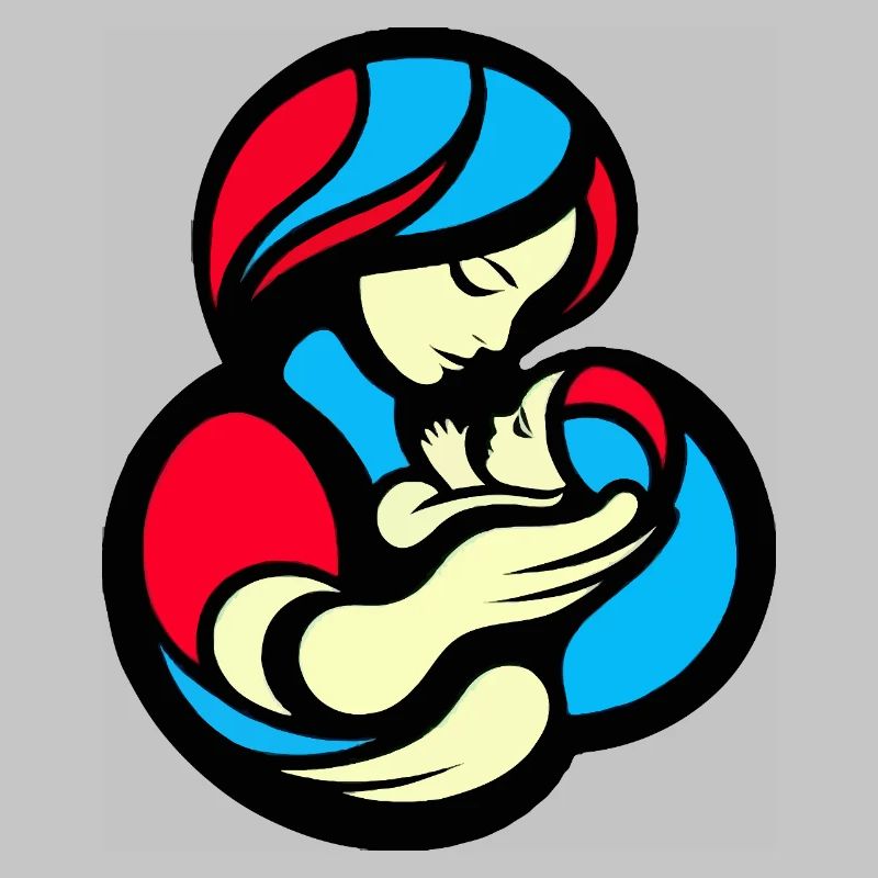 Style de blocs de couleur mère et enfant