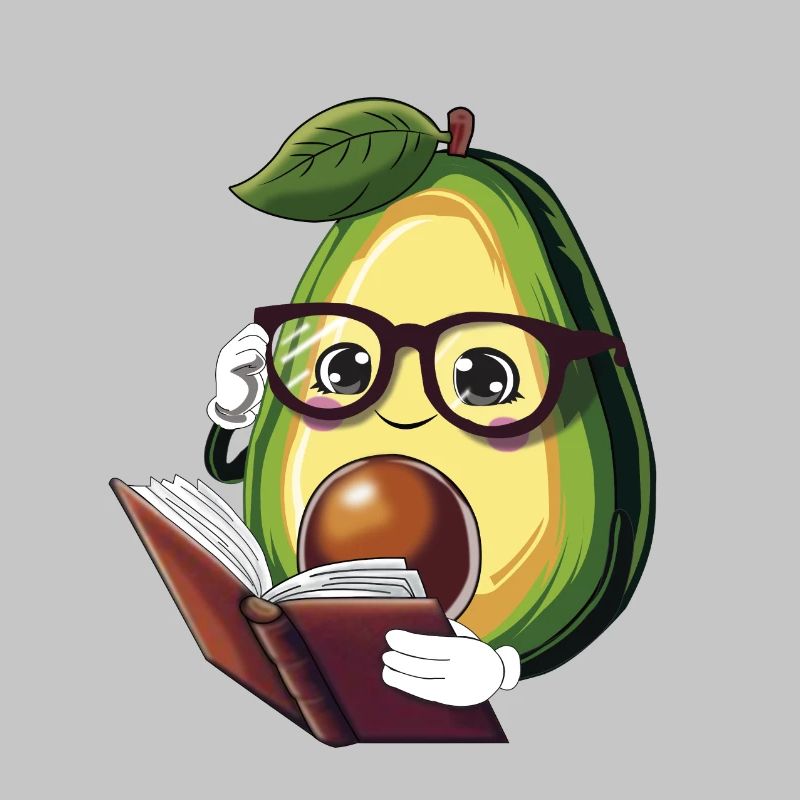 Avocado liest ein Buch – Bücherwurm