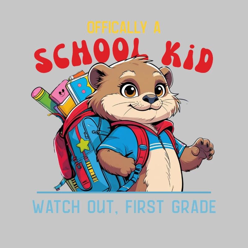 Funny schoolchild with backpack design