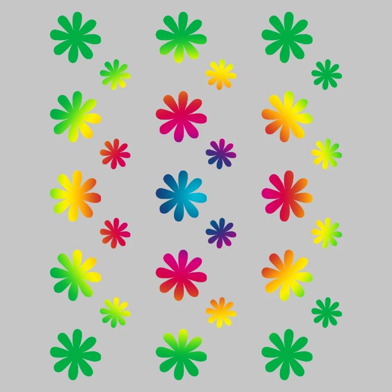 colorful flowers - retro - rainbow blossoms pattern