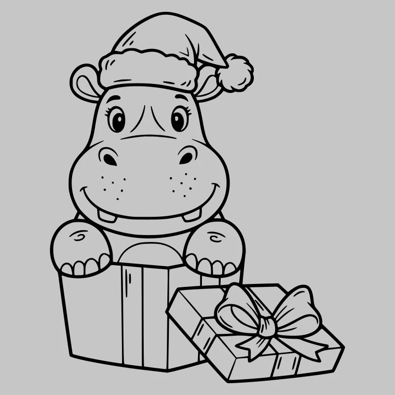 Weihnachts-Nilpferd mit Geschenken