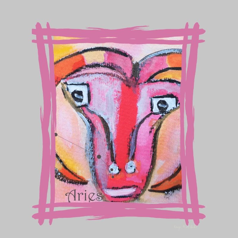 Widder Tierkreis - Farbenfrohe expressionistische Kunst