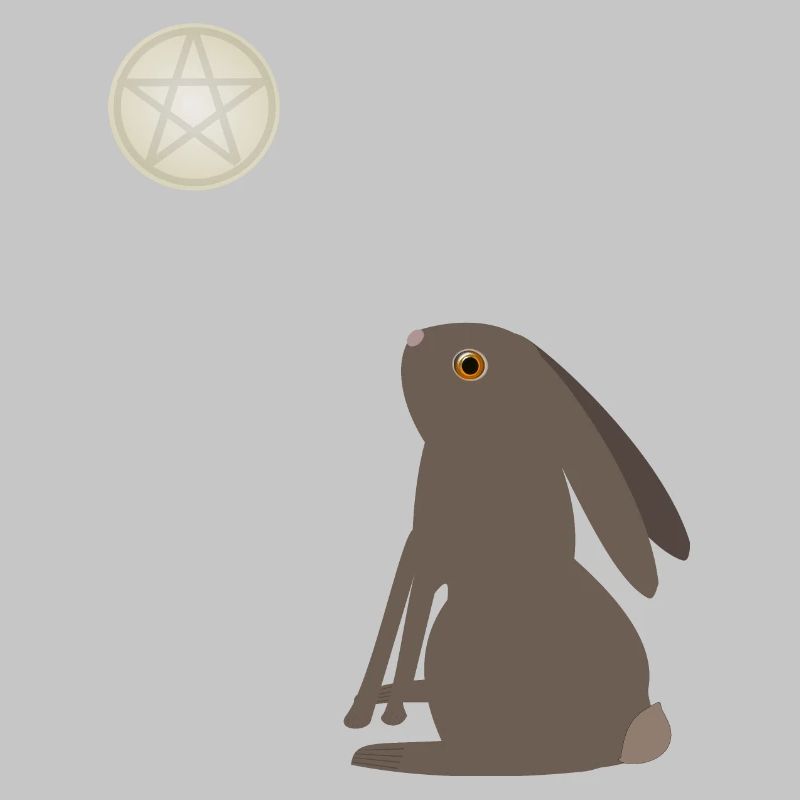 Magical Wiccan Hare and Pentacle Moon