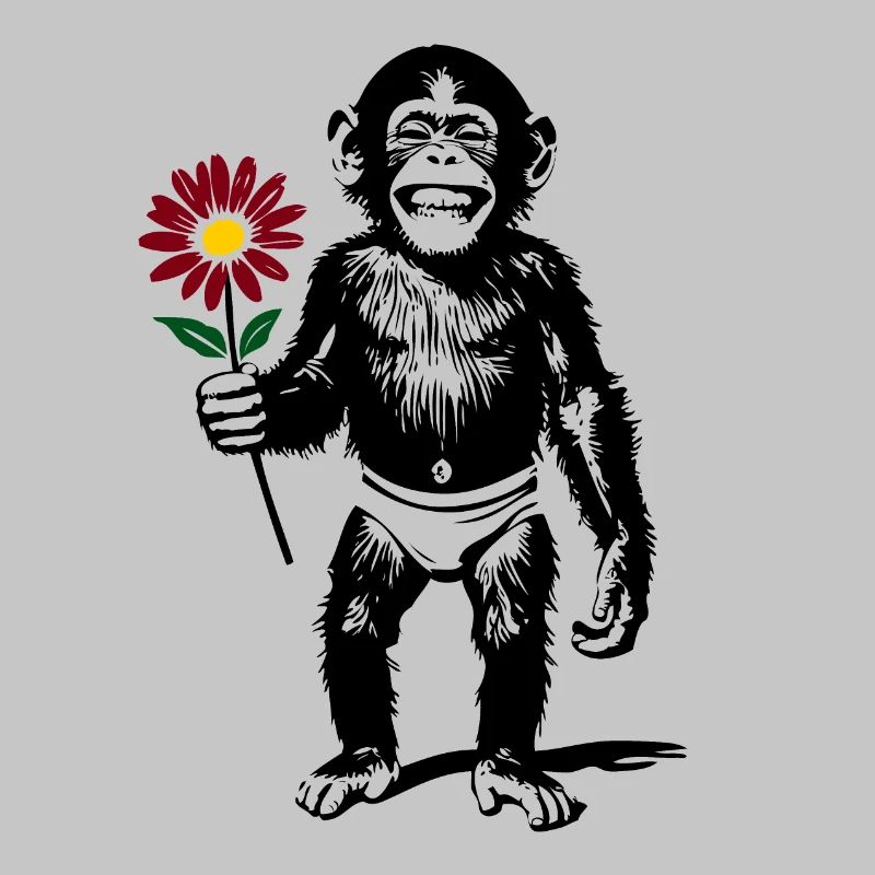 Affe mit Blume Valentinsgeschenk