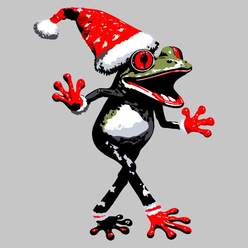 Dancing frog with Christmas hat