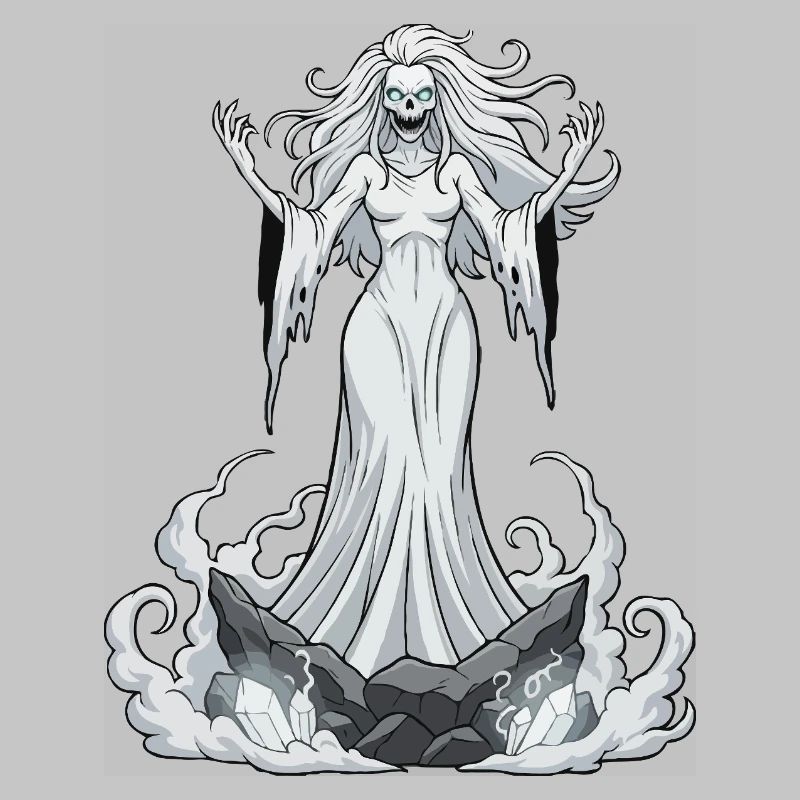 Banshee on crystal rocks