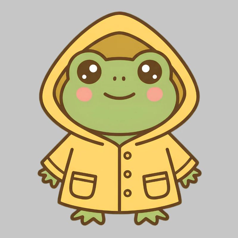 Frosch mit Regenmantel