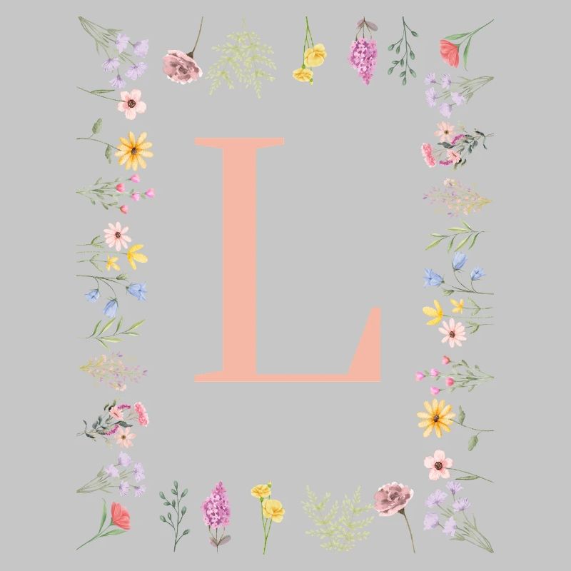 Florale Initialen "L", Buchstaben Monogramm 