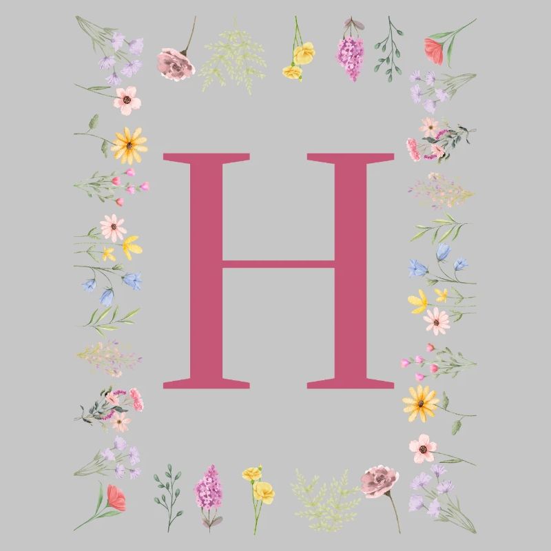 Florale Initialen "H", Buchstaben Monogramm