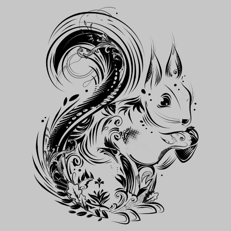 Squirrel with acorn in paws
