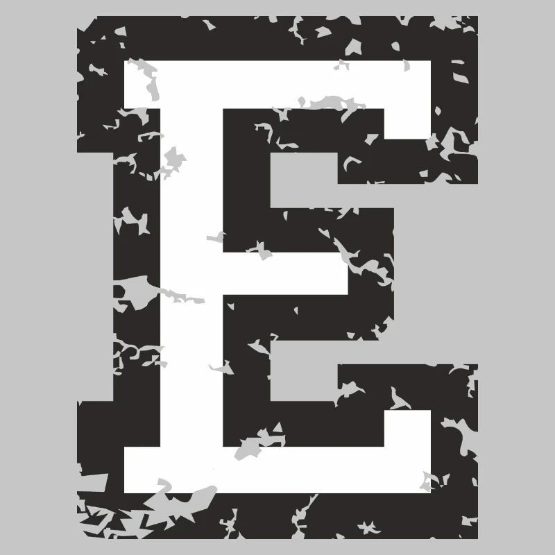 Letter E (Used Look) Black / White