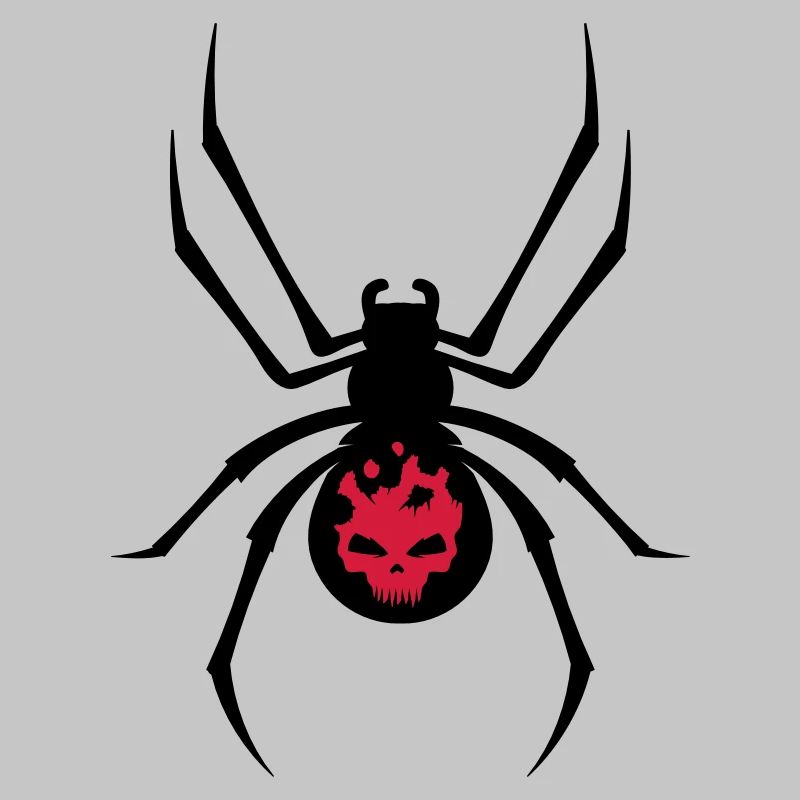 Schwarze Spinne mit Skull Muster
