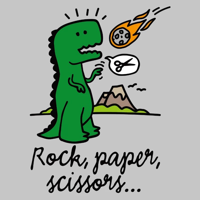 Rock paper scissors T-rex funny dinosaur comet