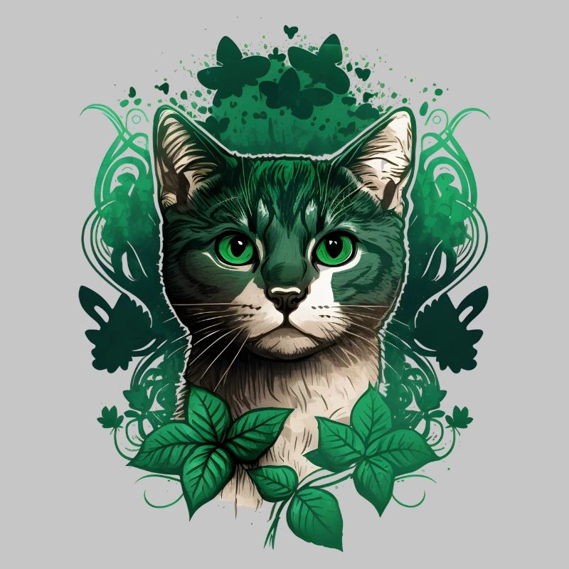 Katze mit Efeu Rahmen
