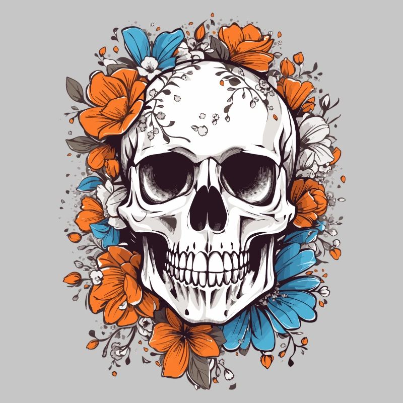 Totenkopf mit Blumen
