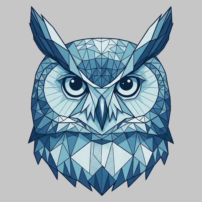Geometrische Eulen im Polygonstil Blau
