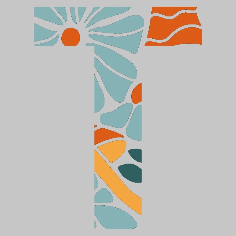 Buchstabe t Blumen groovy Geschenkidee