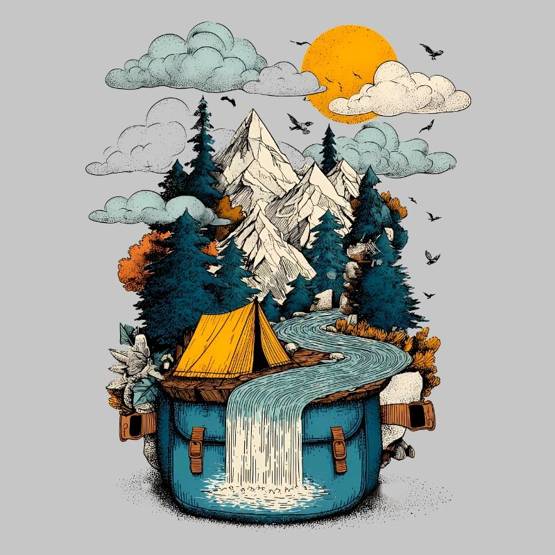 Bergsee Pfad - Camping Backpacker Motiv