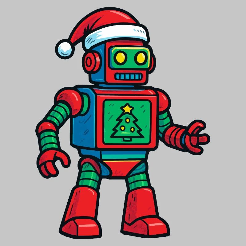 Roboter mit Weihnachtsbaum