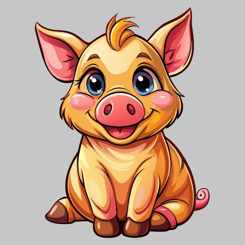 Sitzendes Schwein