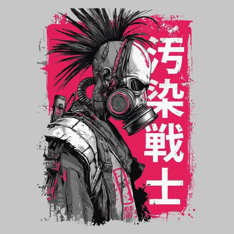 Punk warrior with characters