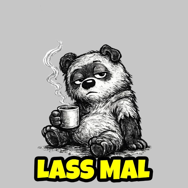 Lass mal. – Grumpy Bär mit Kaffee (Sketch)