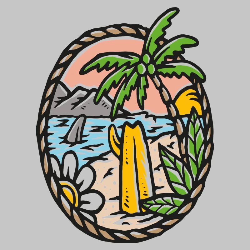 Beach Dream Palm Tree Waves Circle Frame