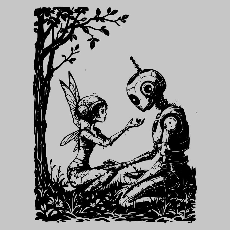 Fee repariert einen Roboter