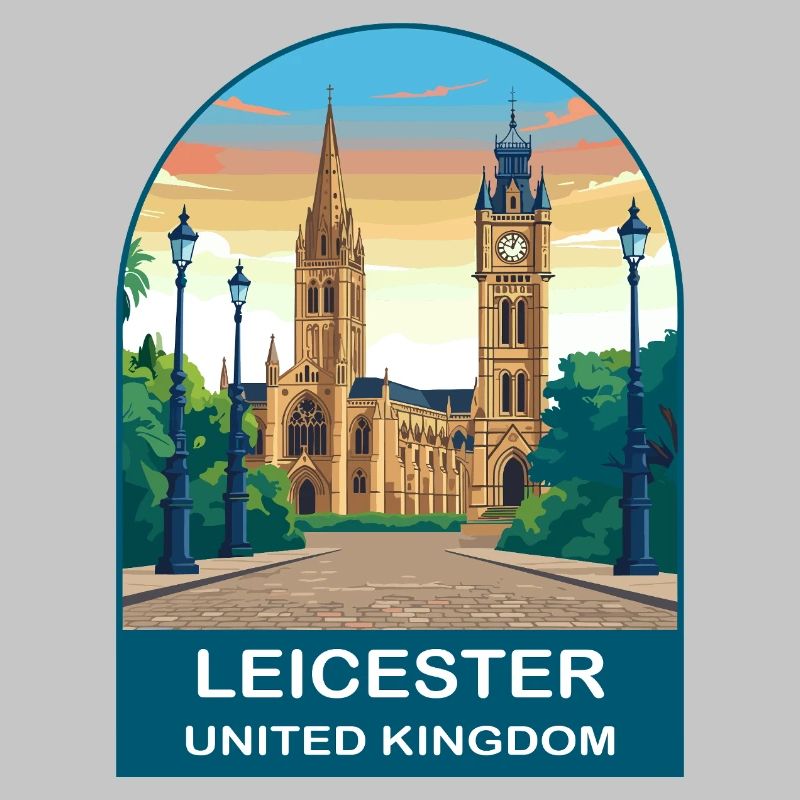 Conception d’affiche de voyage Leicester Skyline UK