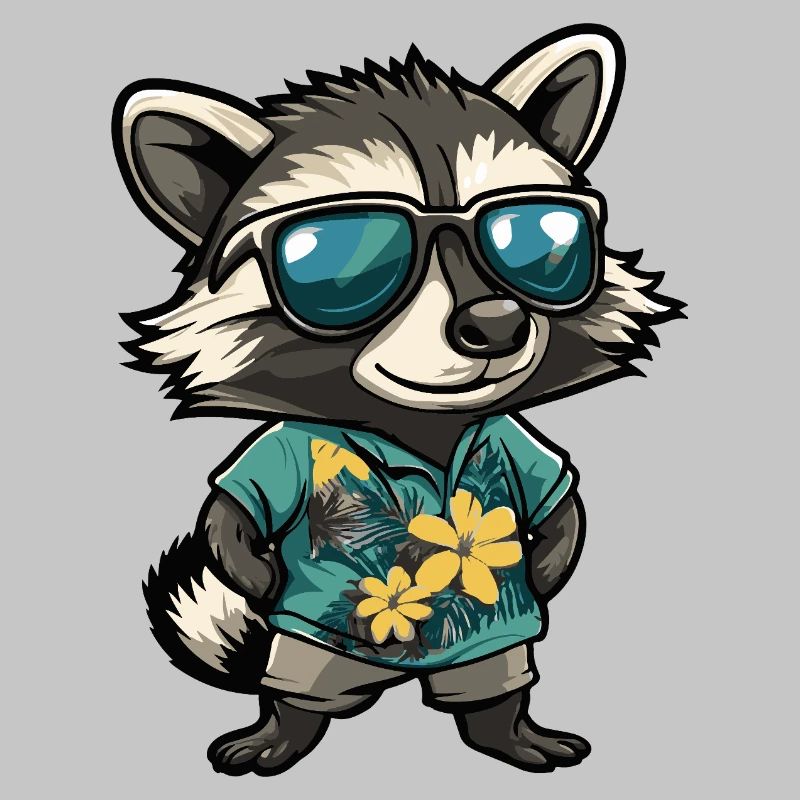 Waschbär Comic Urlaub