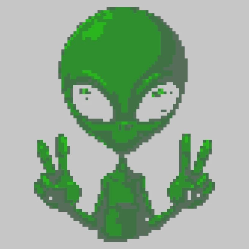 Pixel Alien Friedenszeichen-Tee